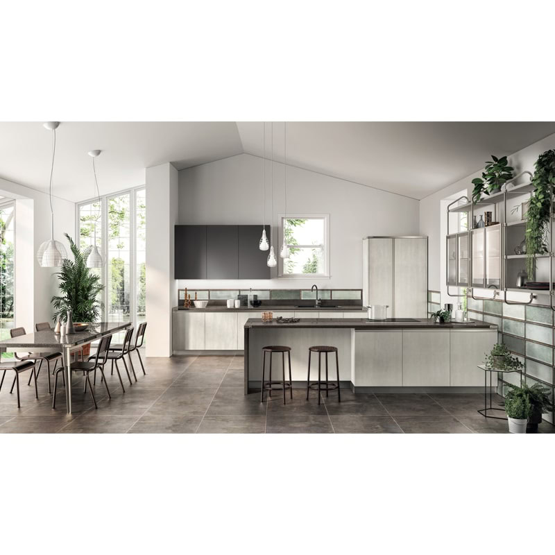 6 Elegante cucina moderna in stile minimalista con finiture chiare, dettagli di design contemporaneo e grande luce naturale, ideale per ambienti sofisticati e funzionali.