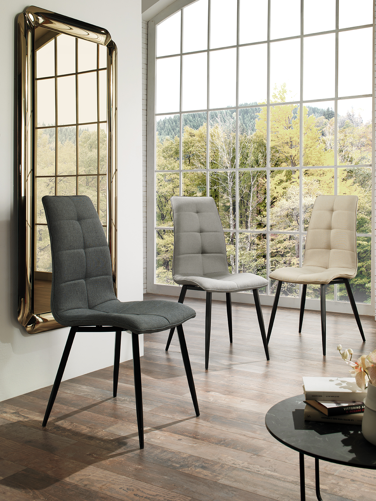 LINFA-BASE-METALLO-SEDUTA-TESSUTO-ANTRACITE_GRIGIO_BEIGE-AMBIENTATA-copia