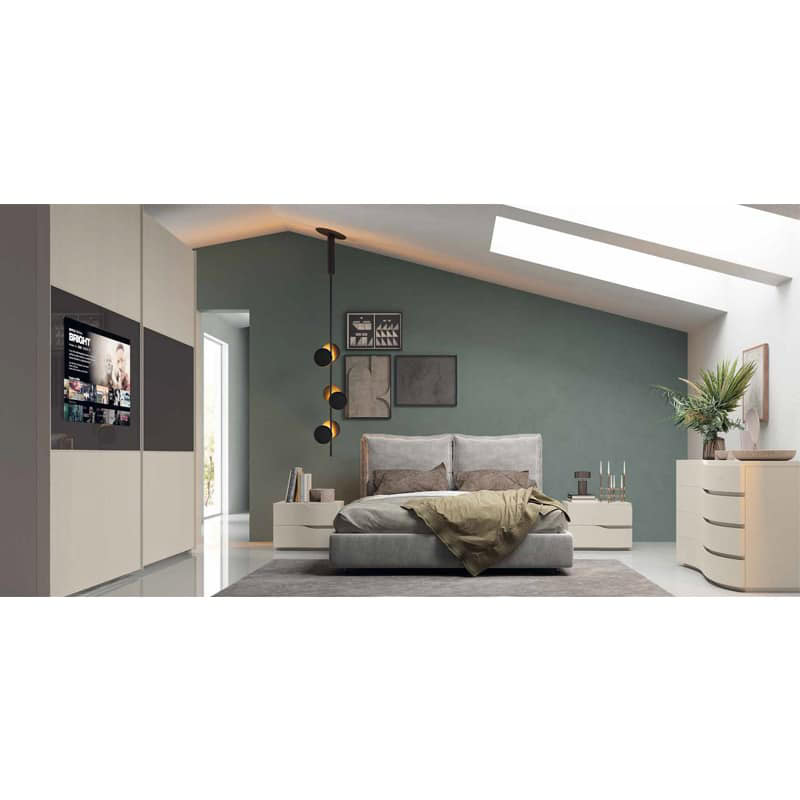 GDO 426 Lussuosa camera da letto moderna con arredi eleganti, pareti colorate e luce naturale, perfetta per uno stile di vita raffinato e contemporaneo.