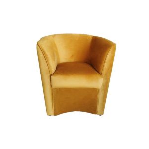 Poltrona in velluto giallo cucita a mano, design elegante e comfort superiore per arredi di lusso. Perfetta per salotti moderni e classici, aggiunge un tocco di calore e stile agli ambienti interni.