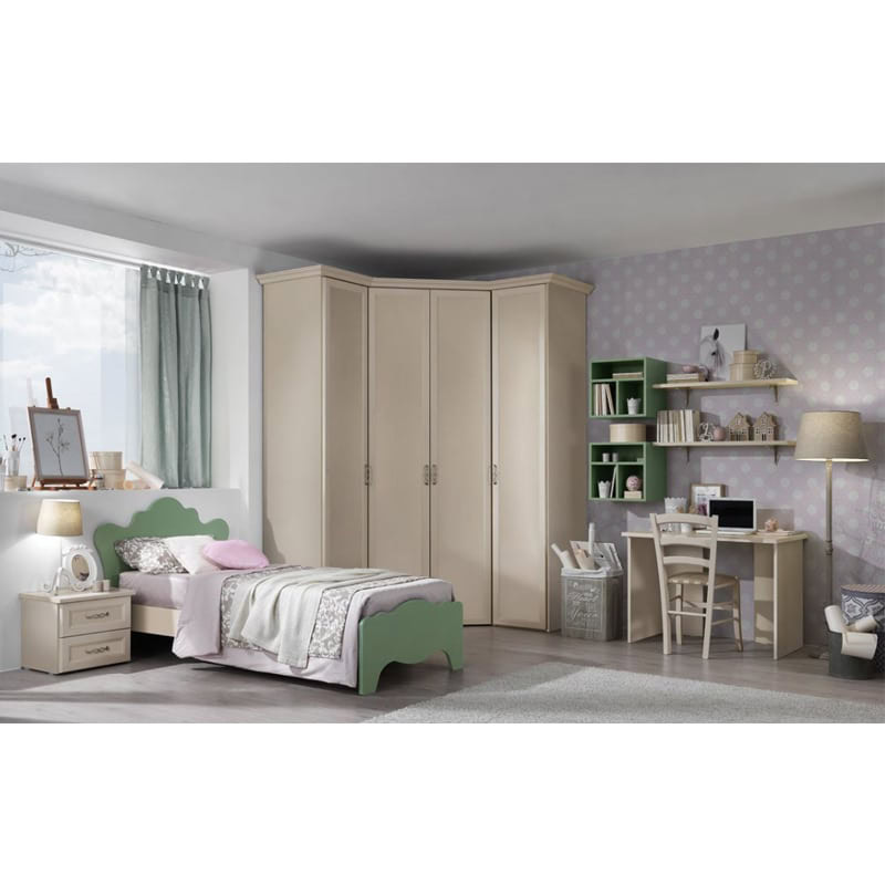 afrodite 19 Armadio angolare in design classico con finitura naturale, ideale per arredi camera da letto moderna, spaziosa e funzionale.