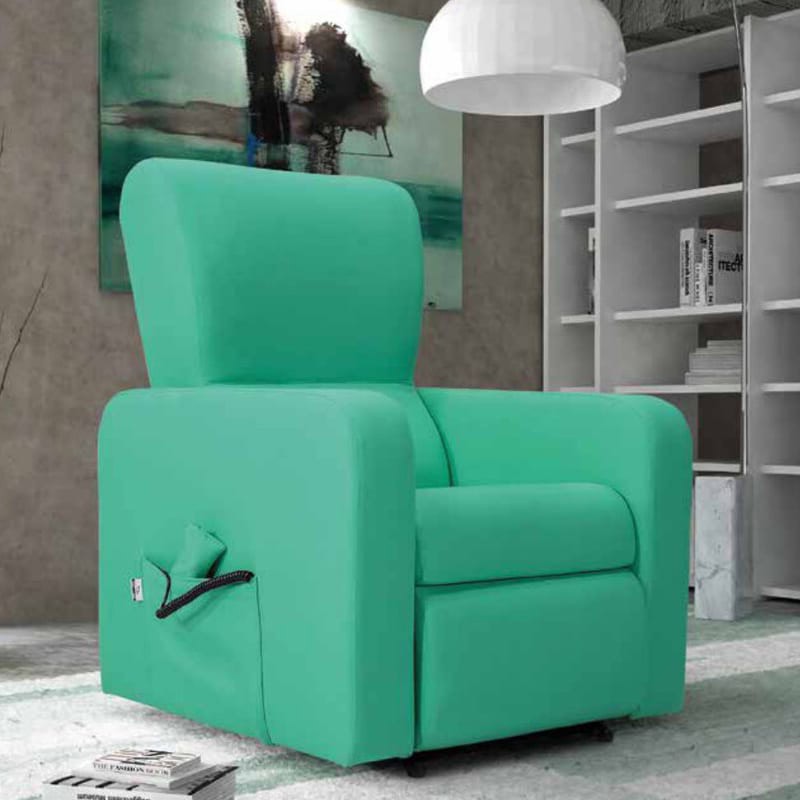 asia Divano letto color acquamarina con funzionalità reclinabile e robusto design moderno, ideale per ambienti esclusivi e funzionali. Perfetto per spazi living eleganti e confort innovativo.