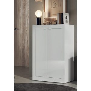 Porta scorrevole bianca da ingresso con design moderno e minimale.