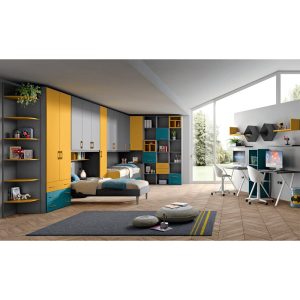 Libreria e armadio modulare in stile moderno con mobili colorati disponibile da Alpe Arredi. Progettazione su misura, design funzionale e stile contemporaneo per arredi di qualità.