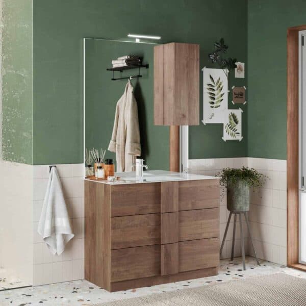 JUPITER_100_BAGNO-MOBILE_00-600x600 Elegante mobile bagno in legno con mobiletto a 3 cassetti, termostufa e specchio a LED, design moderno e funzionale, ideale per arredare con stile il bagno.