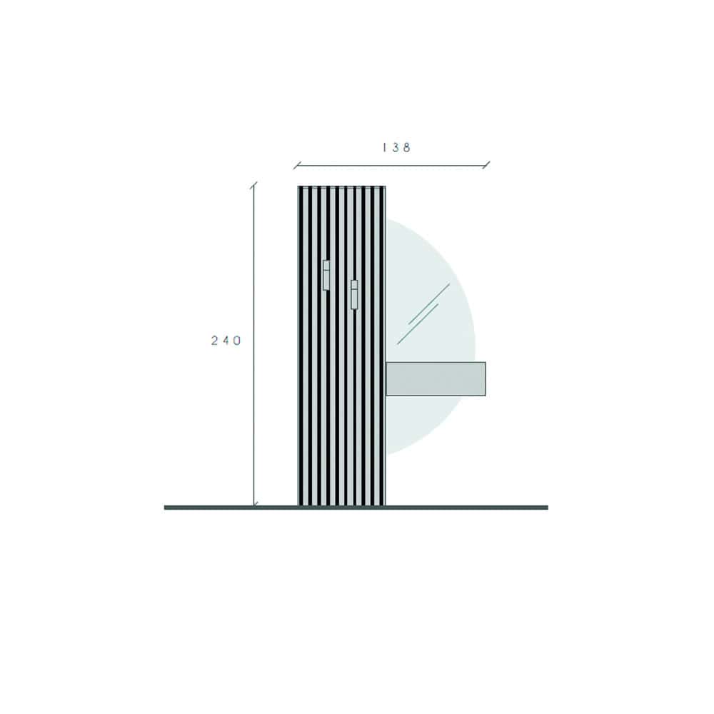COMP 299_1 Design di un armadio moderno in legno con ante a tamburo e dettaglio di maniglie eleganti, perfetto per arredare spazi abitativi e commerciali con stile contemporaneo e funzionale.