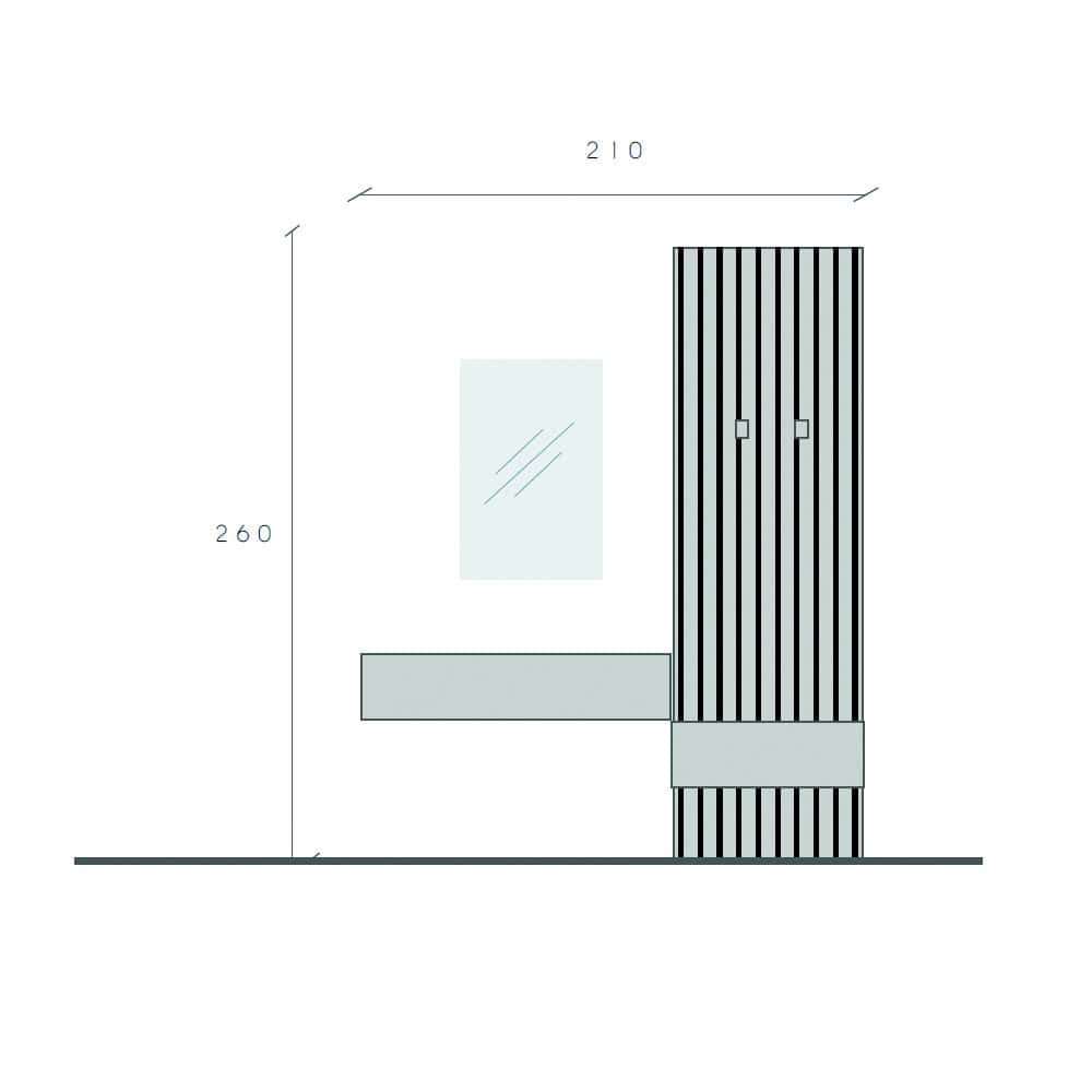 COMP 305_1 Elegante ingresso in legno con design moderno, arredamento di interni su misura, mobili su misura e soluzioni di arredo di alta qualità per ambienti raffinati e funzionali.