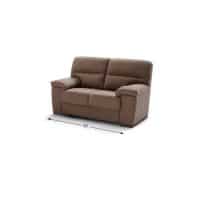 Divano 2 posti GIUDY in tessuto beige con braccioli larghi, dimensione 155 cm, ideale per soggiorni eleganti e confortevoli.