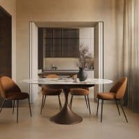 Tavolo allungabile JAZZ con sedie in stile moderno, ambiente elegante e luminoso, perfetto per la zona pranzo di casa.
