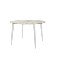 Tavolo AIACE in legno con gambe bianche, design moderno e elegante, perfetto per ambienti living contemporanei.