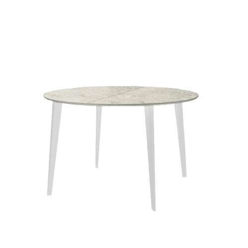 Tavolo AIACE in legno con gambe bianche, design moderno e elegante, perfetto per ambienti living contemporanei.