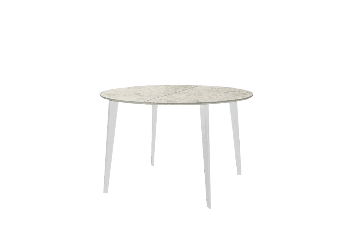 Tavolo AIACE in legno con gambe bianche, design moderno e elegante, perfetto per ambienti living contemporanei.