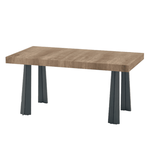 Tavolo ORFEO in legno con gambe nere, design moderno e robusto, ideale per ambienti living e sale da pranzo.