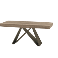 Tavolo in legno naturale con design moderno, perfetto per ambienti eleganti e funzionali, prodotto da Alpe Arredi.
