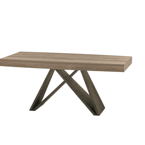 Tavolo in legno naturale con design moderno, perfetto per ambienti eleganti e funzionali, prodotto da Alpe Arredi.