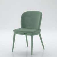 Elegante sedia CLEVELAND in tessuto verde menta, design moderno e confortevole, perfetta per ambienti domestici e uffici.