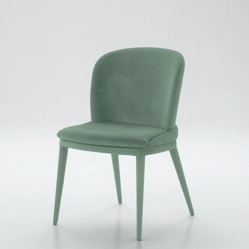 Elegante sedia CLEVELAND in tessuto verde menta, design moderno e confortevole, perfetta per ambienti domestici e uffici.