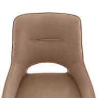 Sedia KUDO in tessuto beige, design ergonomico con supporto lombare e braccioli integrati.